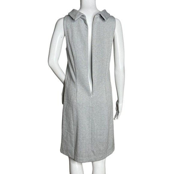 Ann Taylor Dress Women XS Tall Gray Shift Fold Over High Neck Neutral Minimalist - Picture 4 of 9